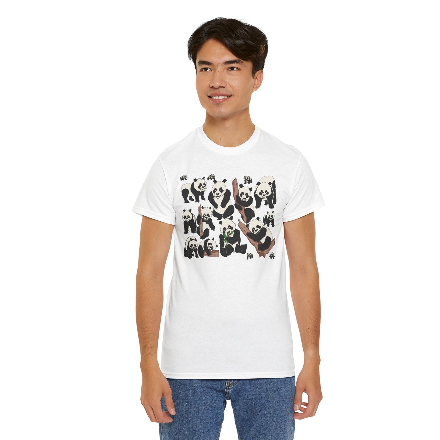 Cute Panda Design Unisex Heavy Cotton Tee | Animal Lover Gift, Casual Wear, Eco-Friendly Apparel, Nature Enthusiast Clothing