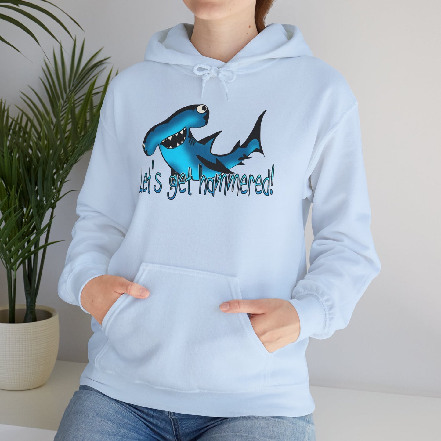 Let's Get Hammered Shark-Themed Unisex Hoodie: Let's Get Fin-tastic, Casual Wear, Gift for Ocean Lovers, Beach Party, Summer Fun