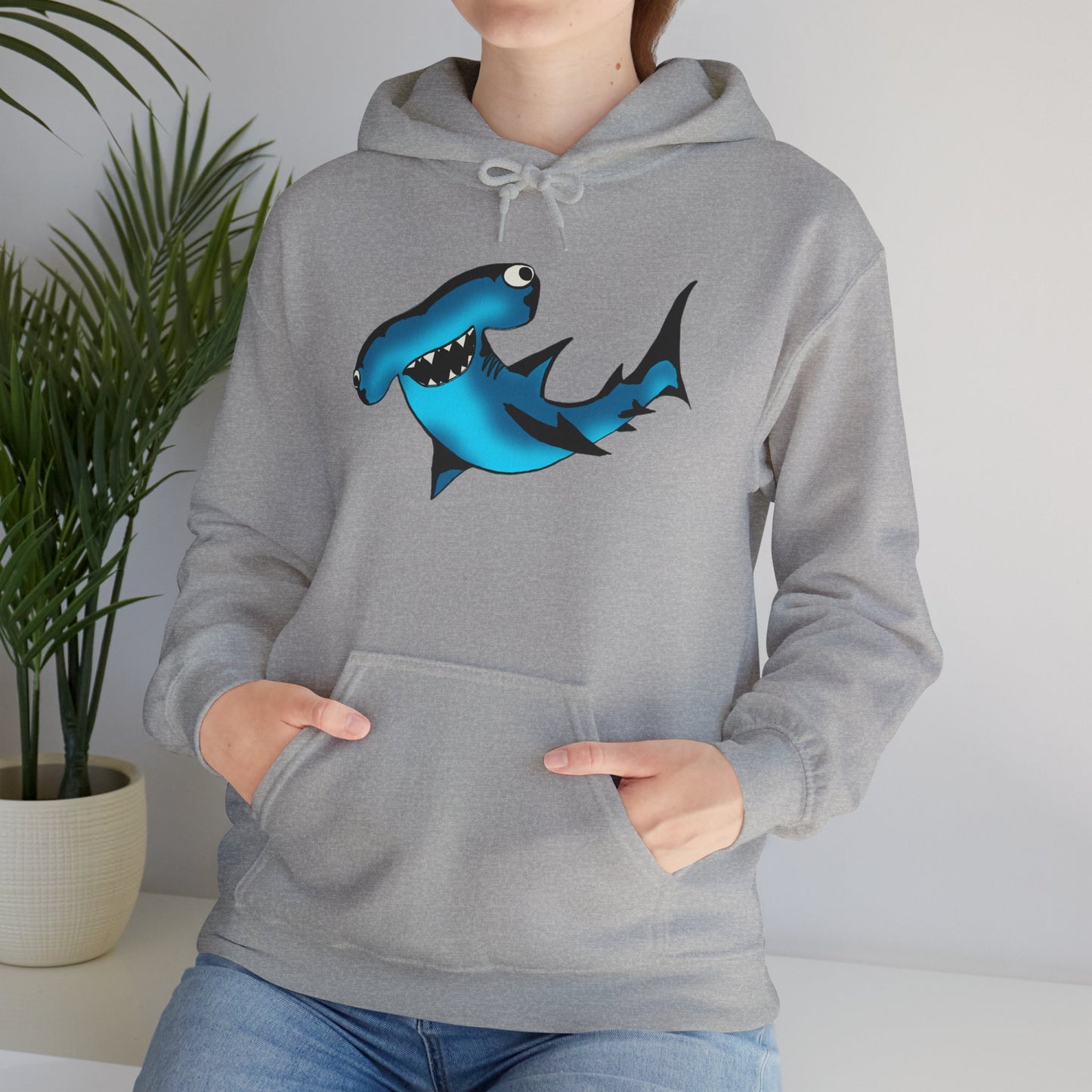 Harley Hammerhead Shark Design Unisex Hooded Sweatshirt, Funny Gift for Ocean Lovers, Casual Wear, Beach Days, Unique Apparel, Birthday Present