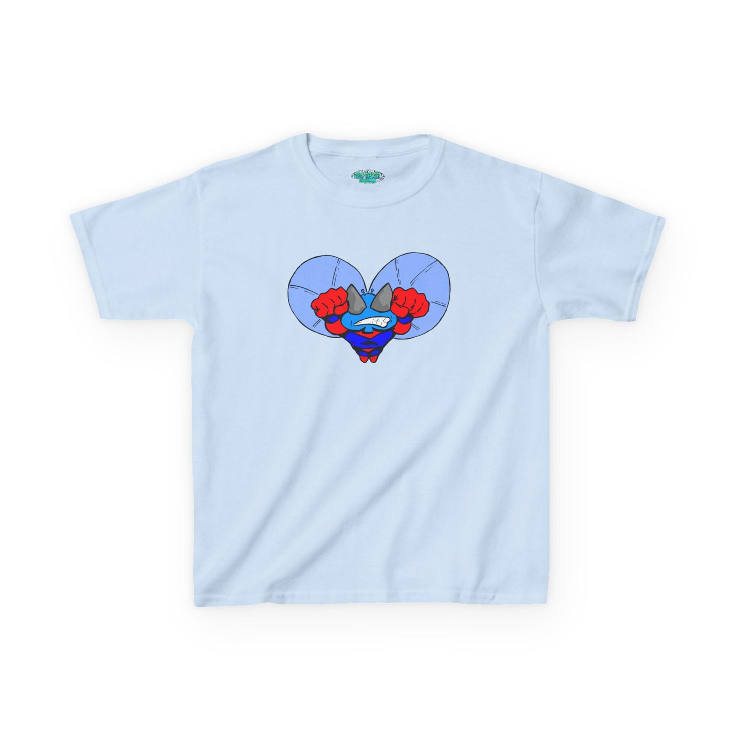 Astro-Fly Kids Superhero T‑Shirt — Cute Blue Hero Design
