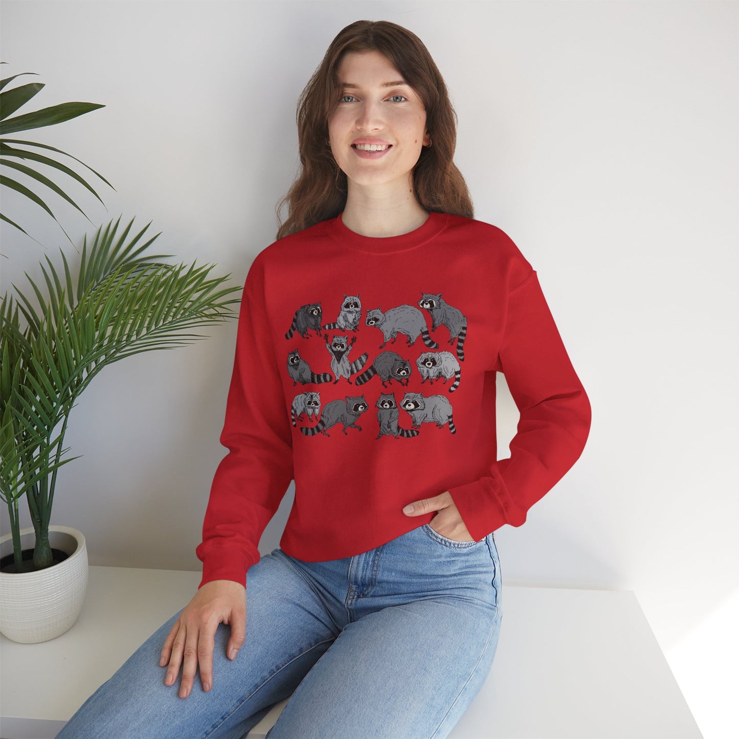 Playful Raccoon Crewneck Sweatshirt - Unisex Heavy Blend