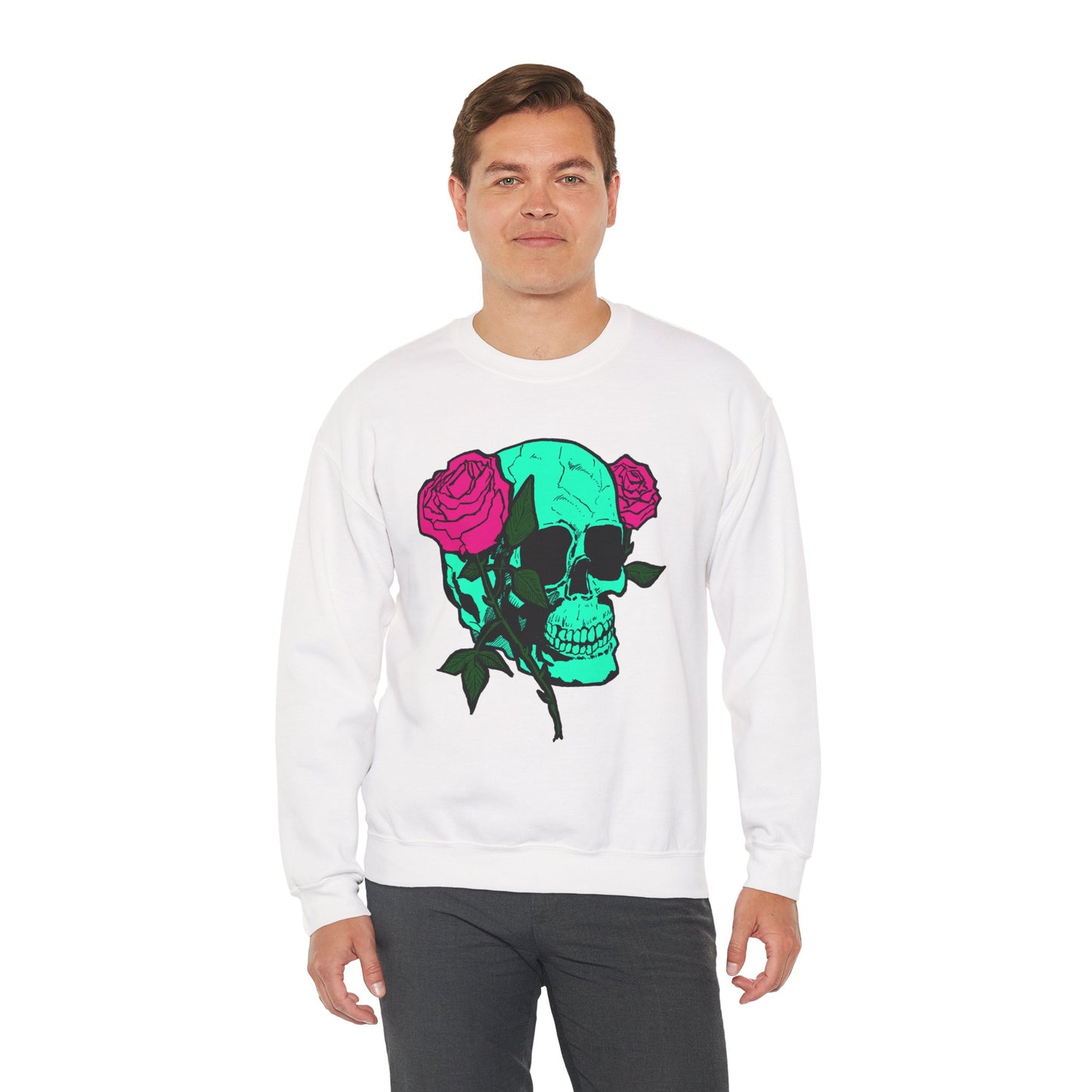 Skull and Roses Crewneck Sweatshirt for Trendsetters