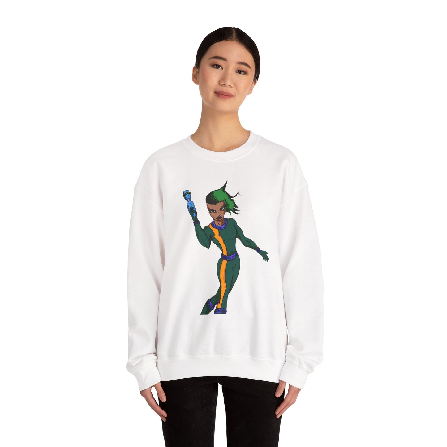 Heroic Vibes Crewneck Sweatshirt with Bold Design