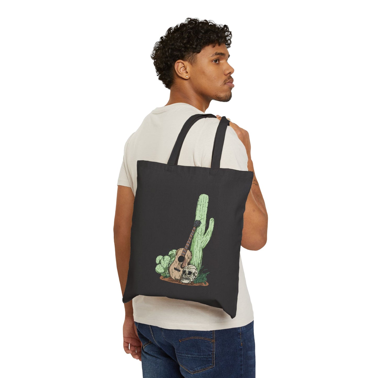 Desert Guitar Canvas Tote Bag – Cactus & Guitar Eco Shopper