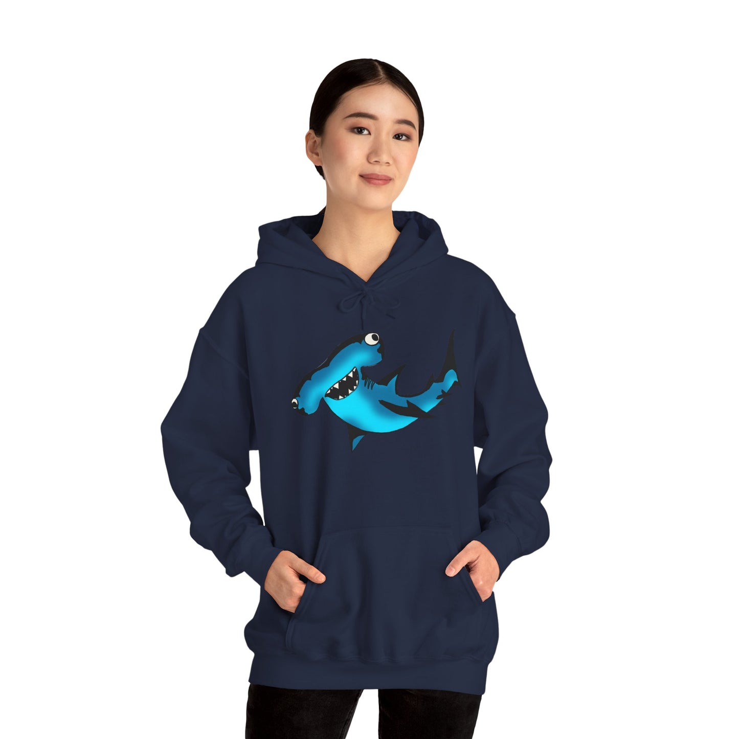 Harley Hammerhead Shark Design Unisex Hooded Sweatshirt, Funny Gift for Ocean Lovers, Casual Wear, Beach Days, Unique Apparel, Birthday Present