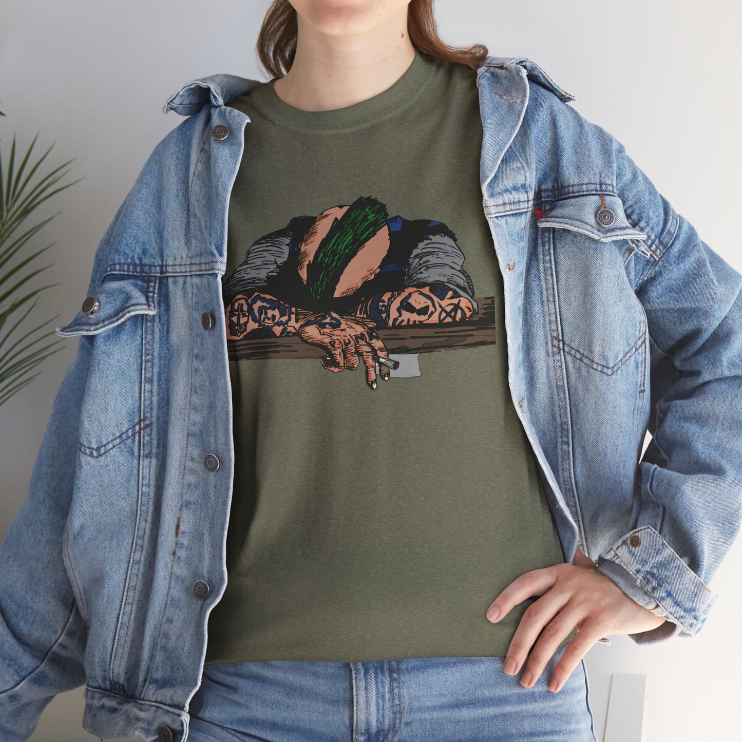 Punk and Done Stylish Unisex Heavy Cotton Tee with Artistic Print, Casual Tee, Graphic T-Shirt, Gift for Art Lovers, Everyday Wear, Unique Art Apparel