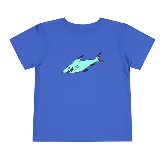 Toddler Tee — Cute Teal Shark Graphic Kids T‑Shirt