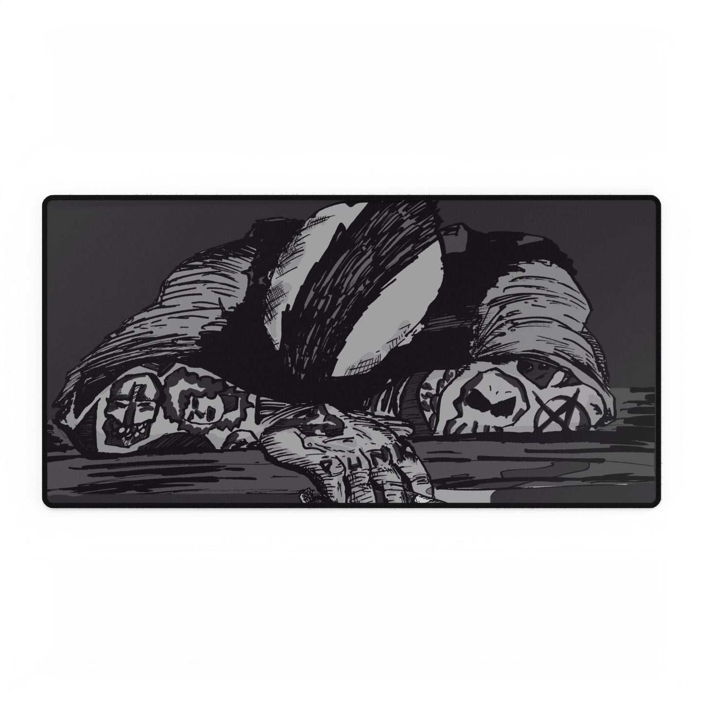 Punk and Done Tattooed Figure Desk Mat — Gothic Gaming & Office Mouse Pad and Card Playing Mat