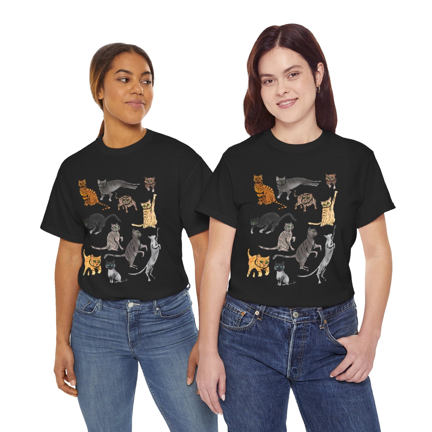 Cats Collage T-Shirt — Cute Cat Illustration Tee for Cat Lovers