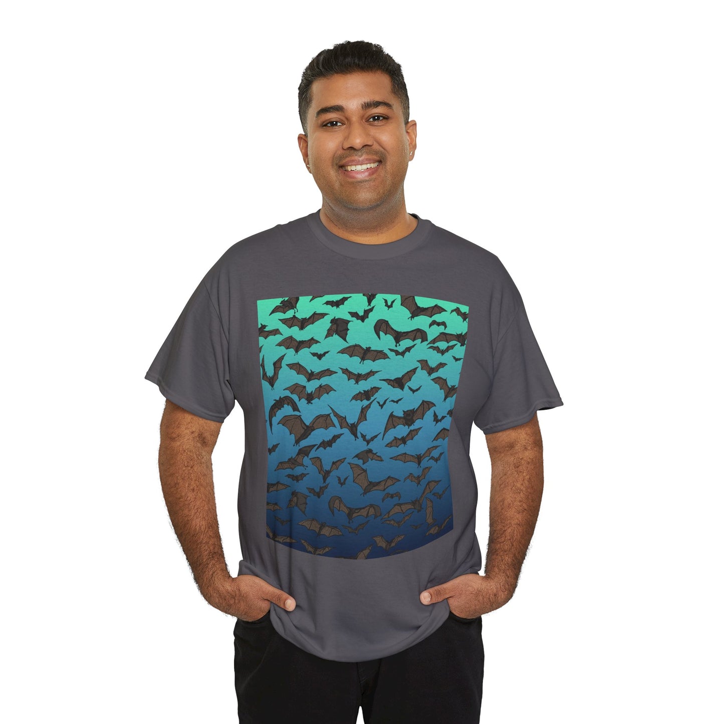 Bat Swarm Graphic Tee — Gradient Night Flight T-Shirt