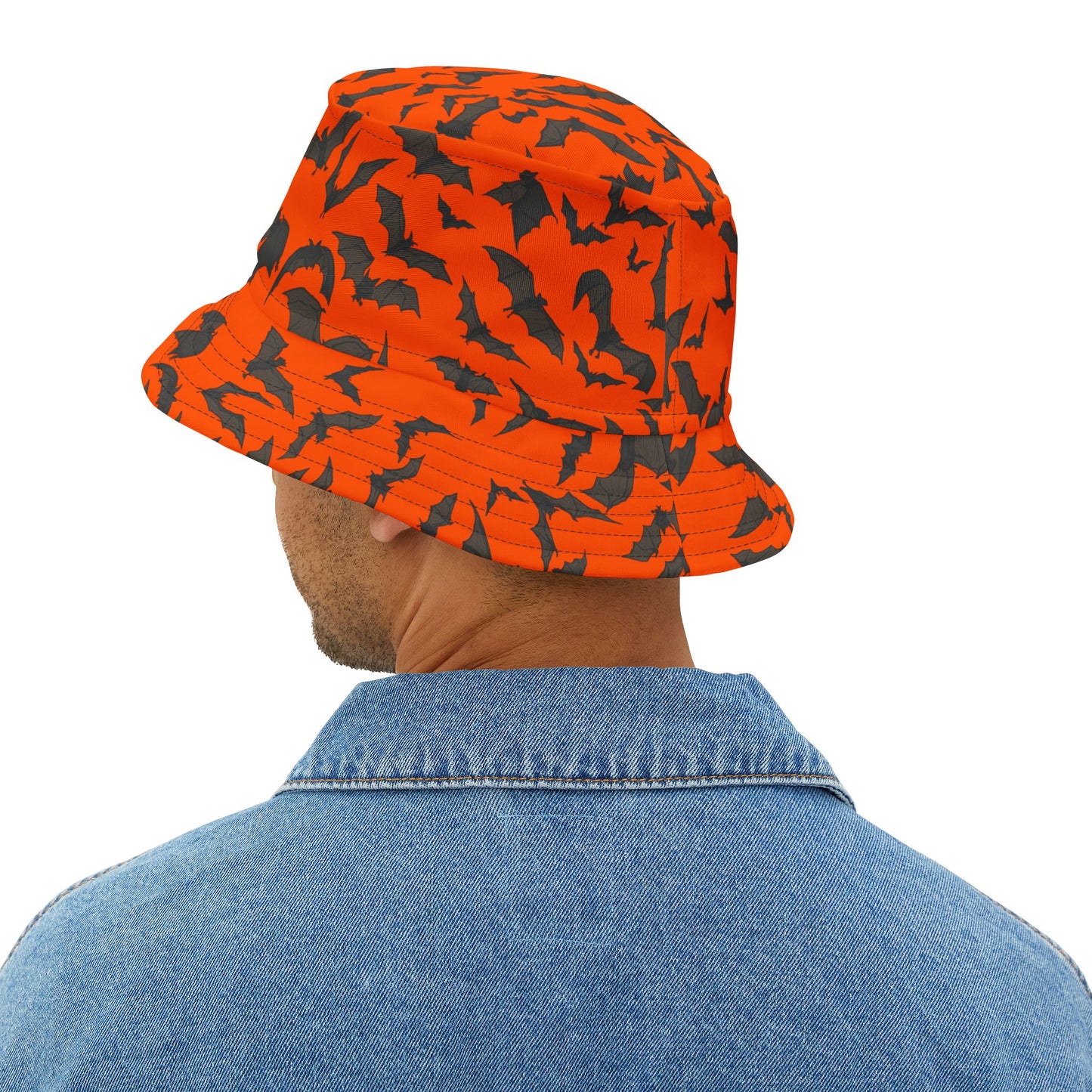 Halloween Bat Print Bucket Hat, Unisex Fashion Accessory, Perfect for Costumes and Fall Outings