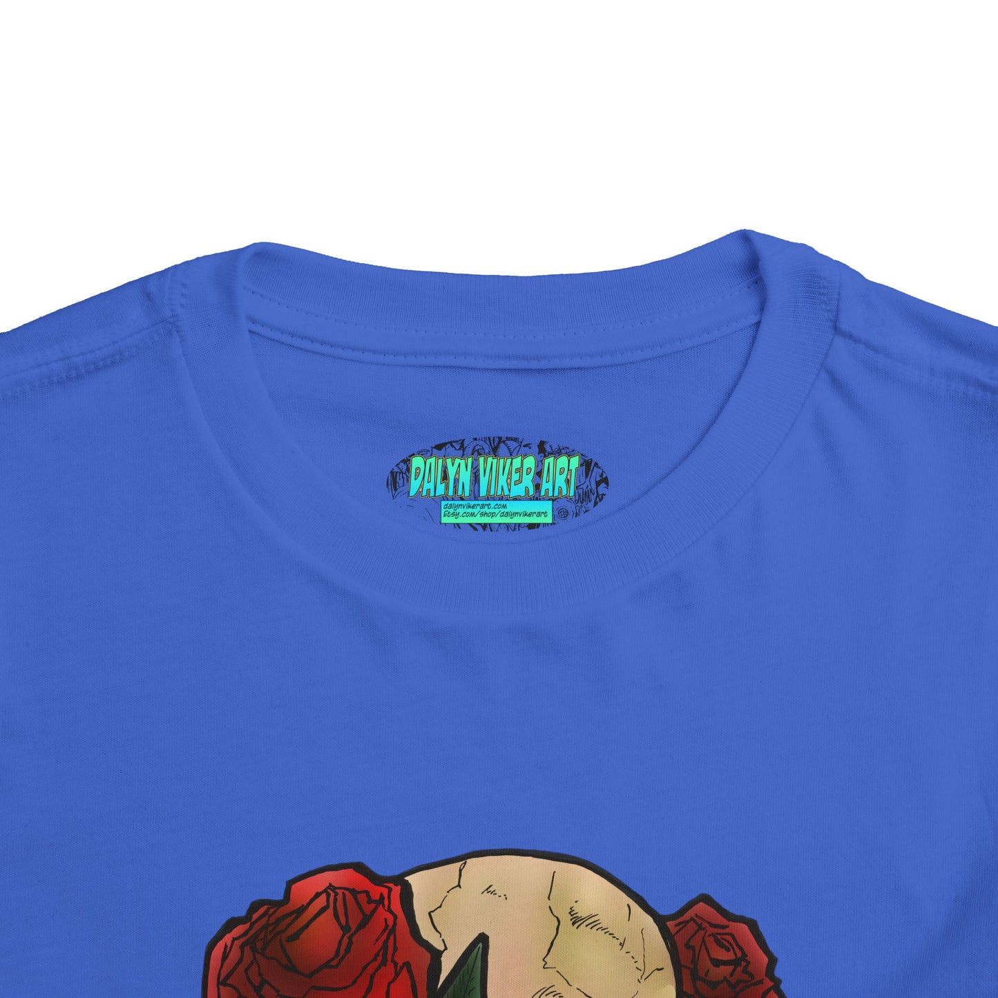 Toddler Tee — Skull with Red Roses Graphic