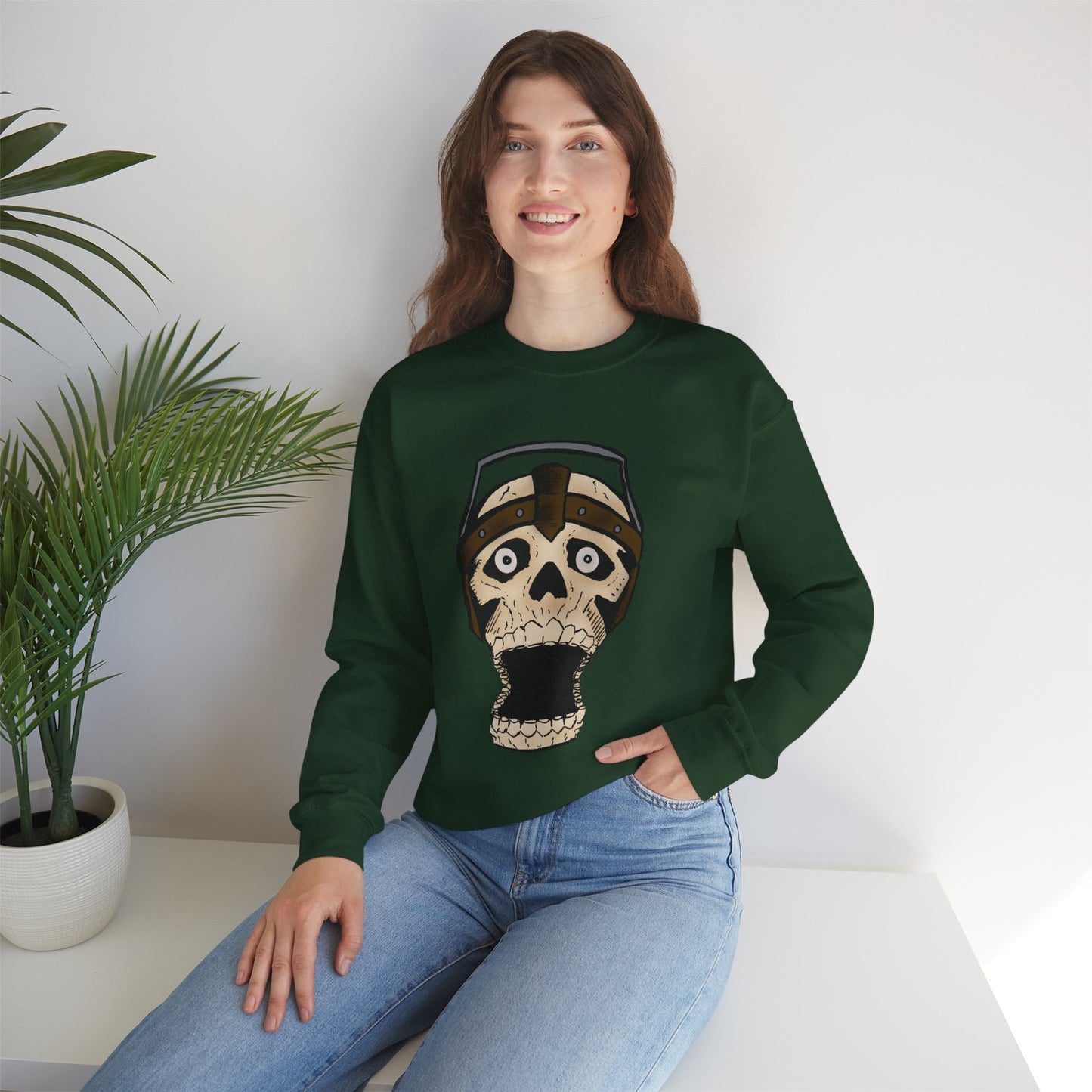 Screaming Skull Graphic Crewneck Sweatshirt - Unisex Heavy Blend