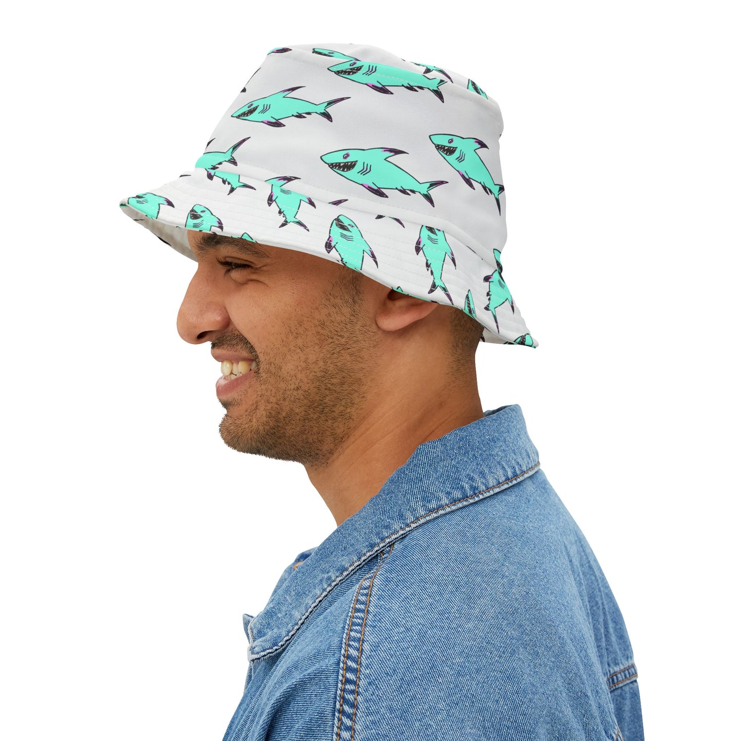 Shark Print Bucket Hat, Stylish Summer Accessory, Beach Wear, Perfect Gift for Ocean Lovers, Trendy Outdoor Hat