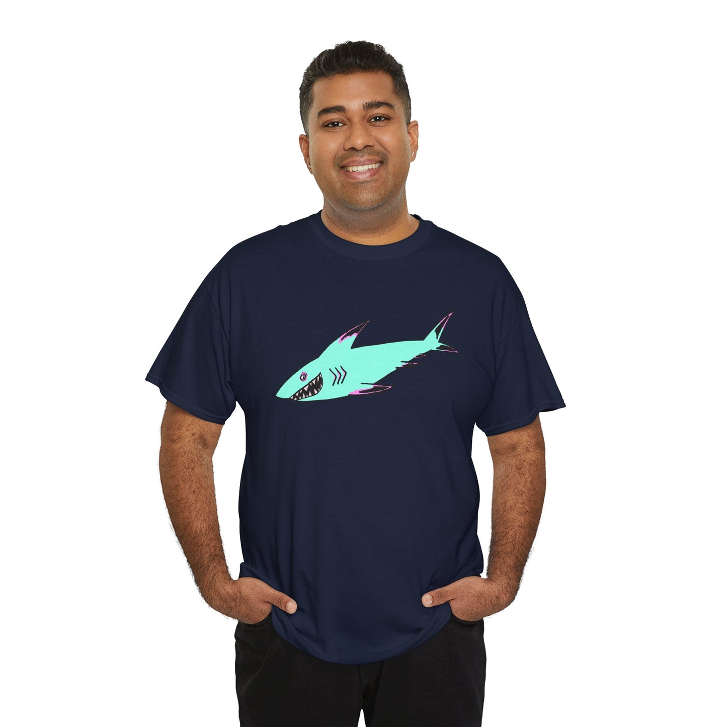 Cool Shark Graphic Unisex Heavy Cotton Tee, Ocean Lover Shirt, Beachwear, Casual Everyday Tee, Gift for Sharks Fans