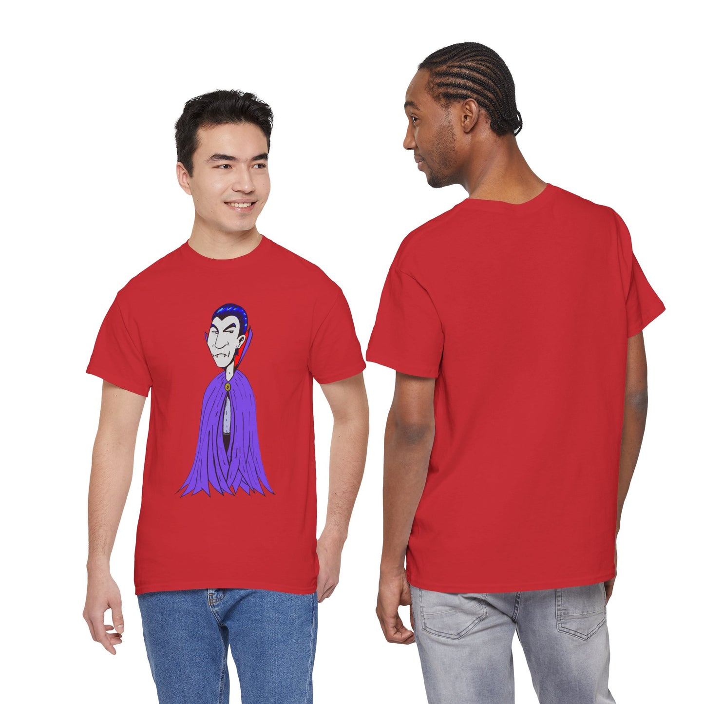 Vampire Cartoon Tee - Cute Purple Cloak Dracula Graphic T-Shirt