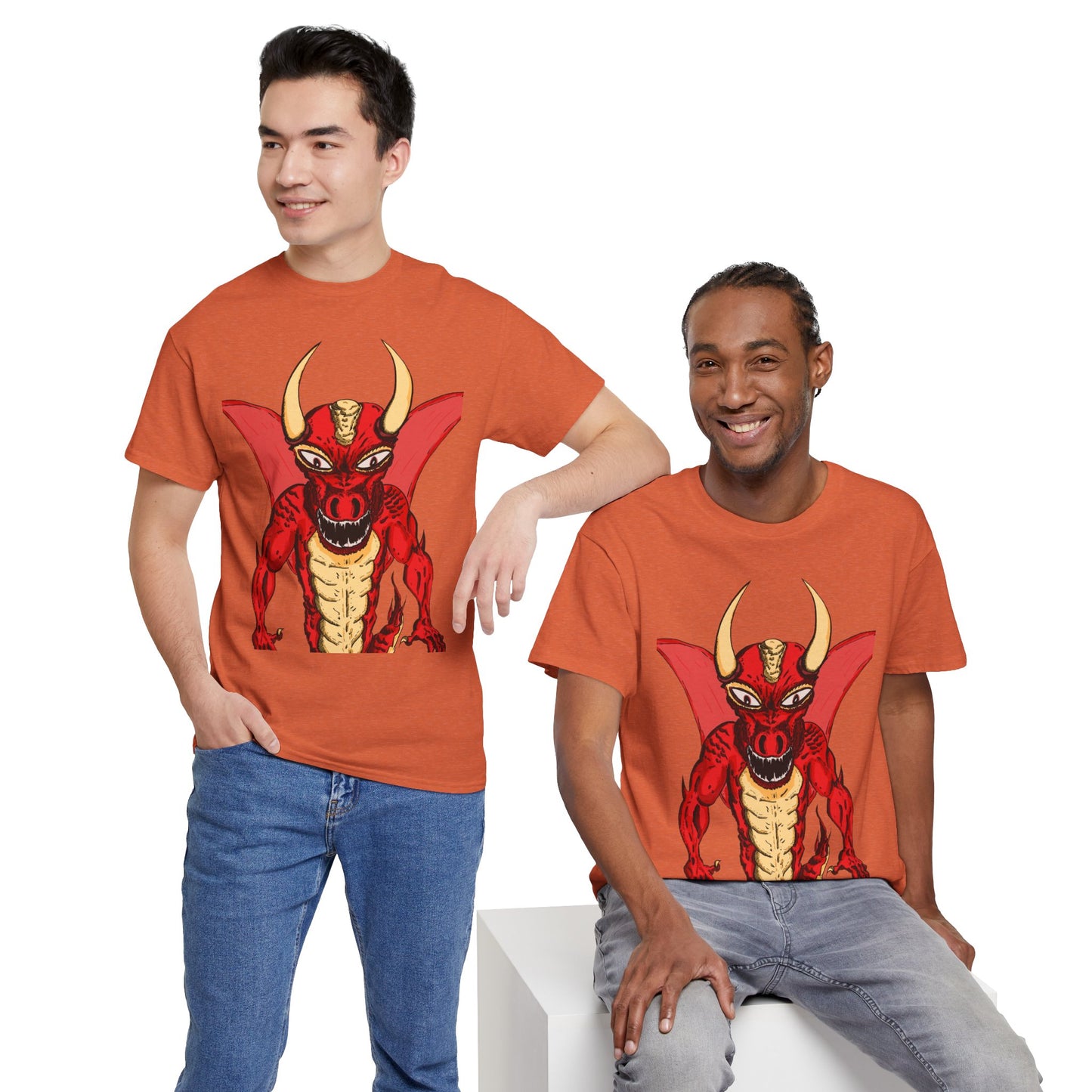 Bold Red Dragon Unisex Heavy Cotton Tee | Graphic Shirt for Anime Fans, Party Wear, Casual Outfit, Gift for Him/Her