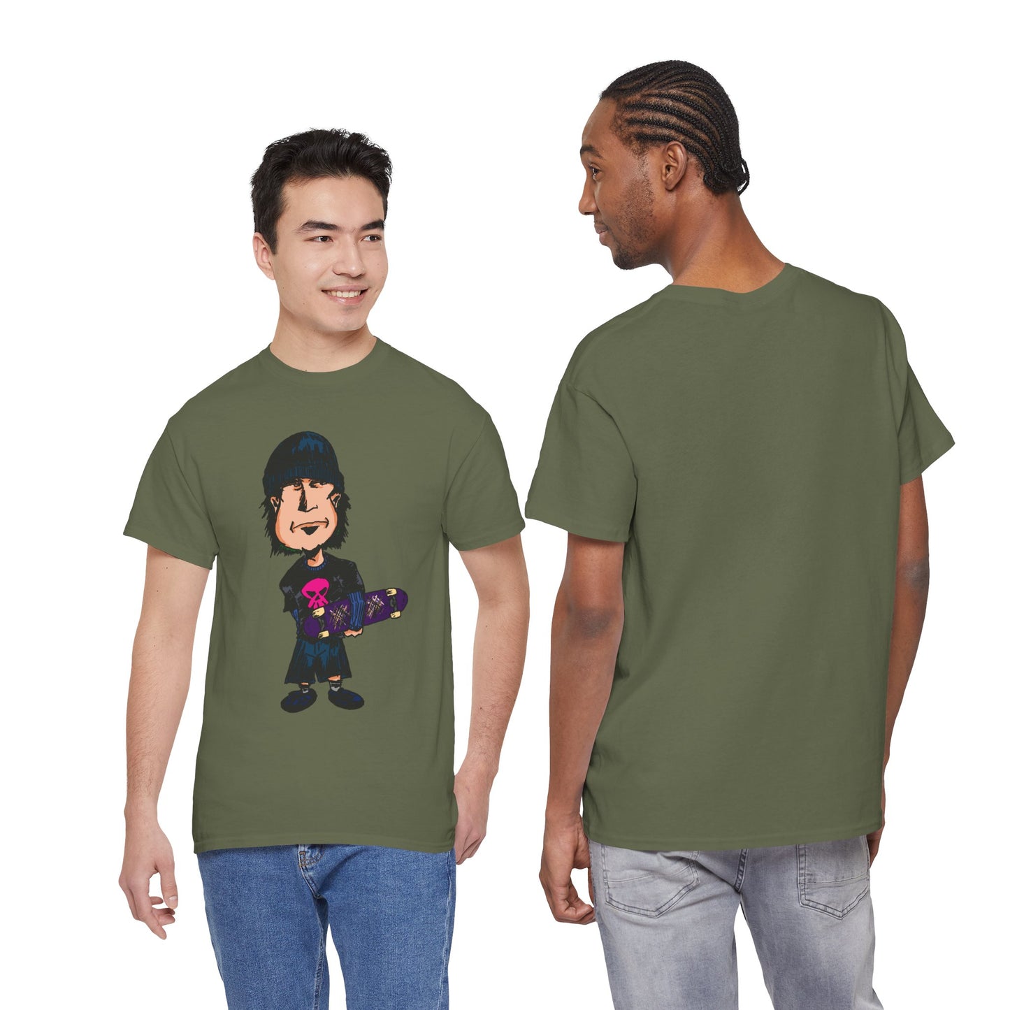 Rude Skater Dude - Skate Punk - Skater Kid Cartoon T‑Shirt — Cute Skateboarder Graphic Tee