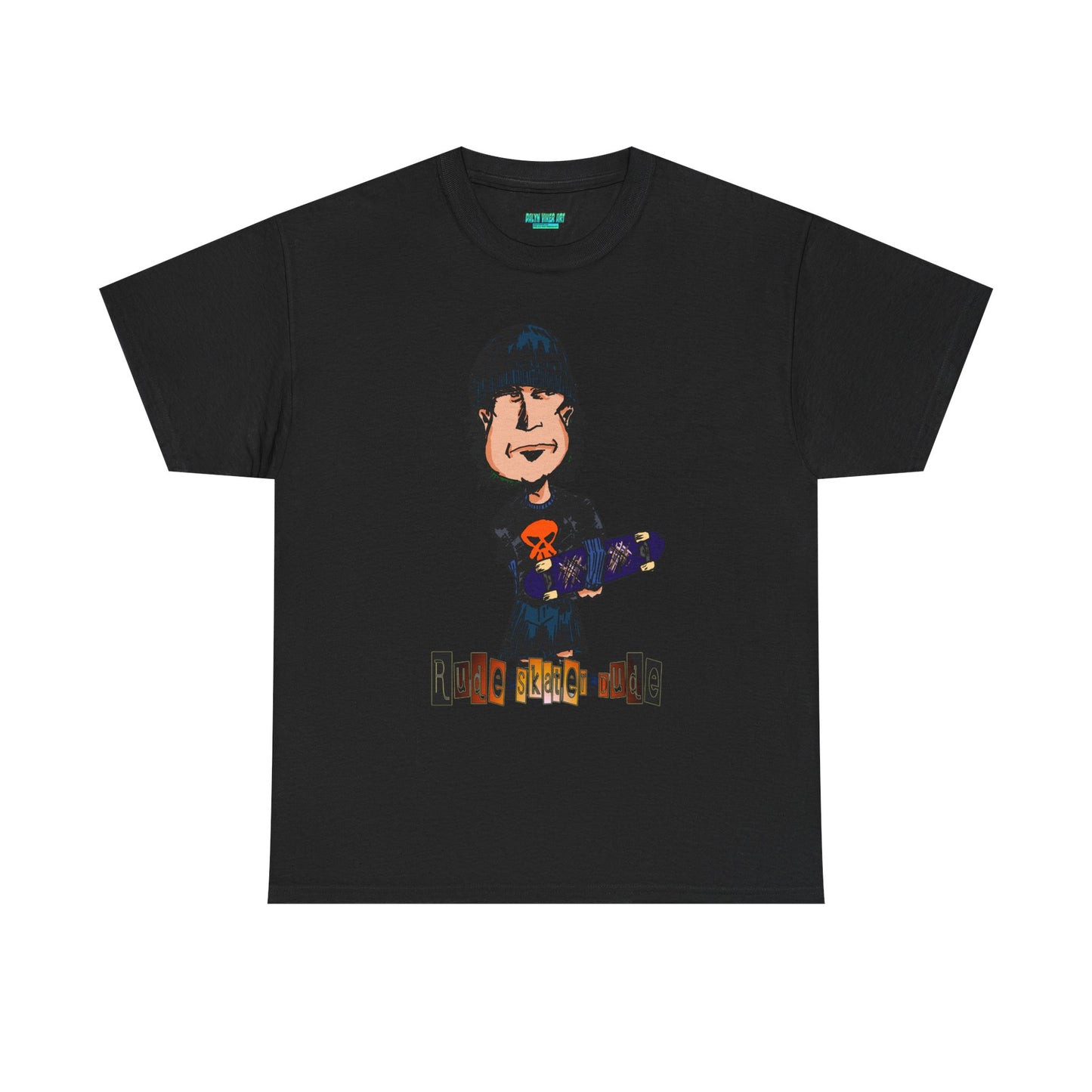 Rude Skater Dude Cartoon Skate Punk T-Shirt — Skateboarding Tee with Skull Design
