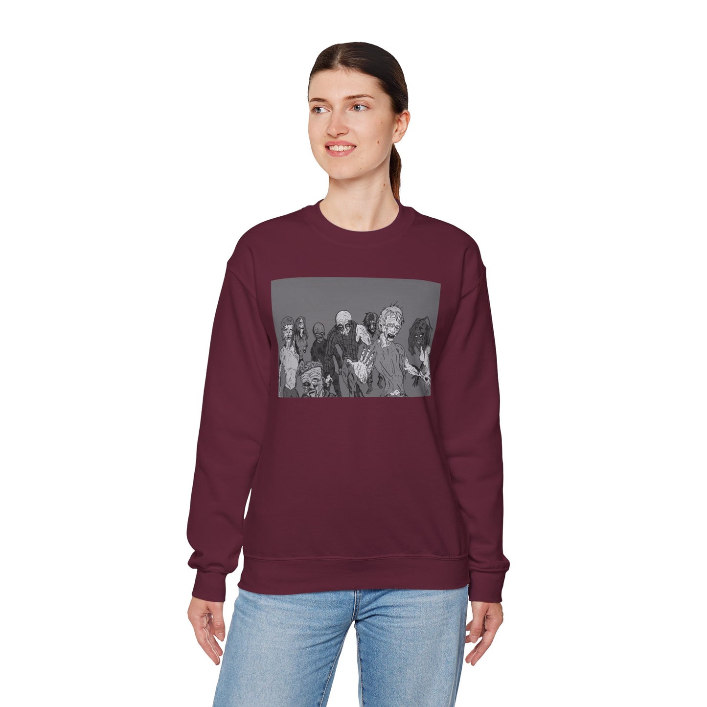 Vintage Zombie Horror Crewneck Sweatshirt - Unisex Heavy Blend™