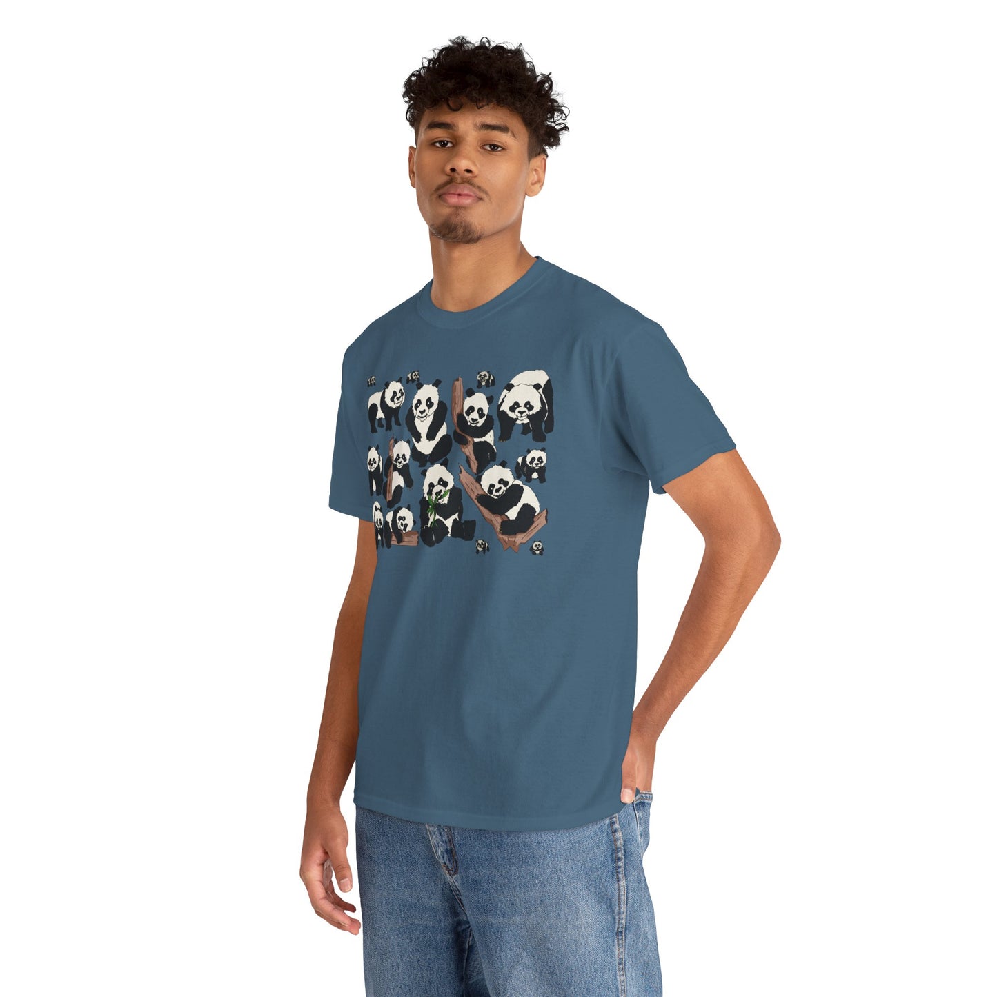 Cute Panda Design Unisex Heavy Cotton Tee | Animal Lover Gift, Casual Wear, Eco-Friendly Apparel, Nature Enthusiast Clothing