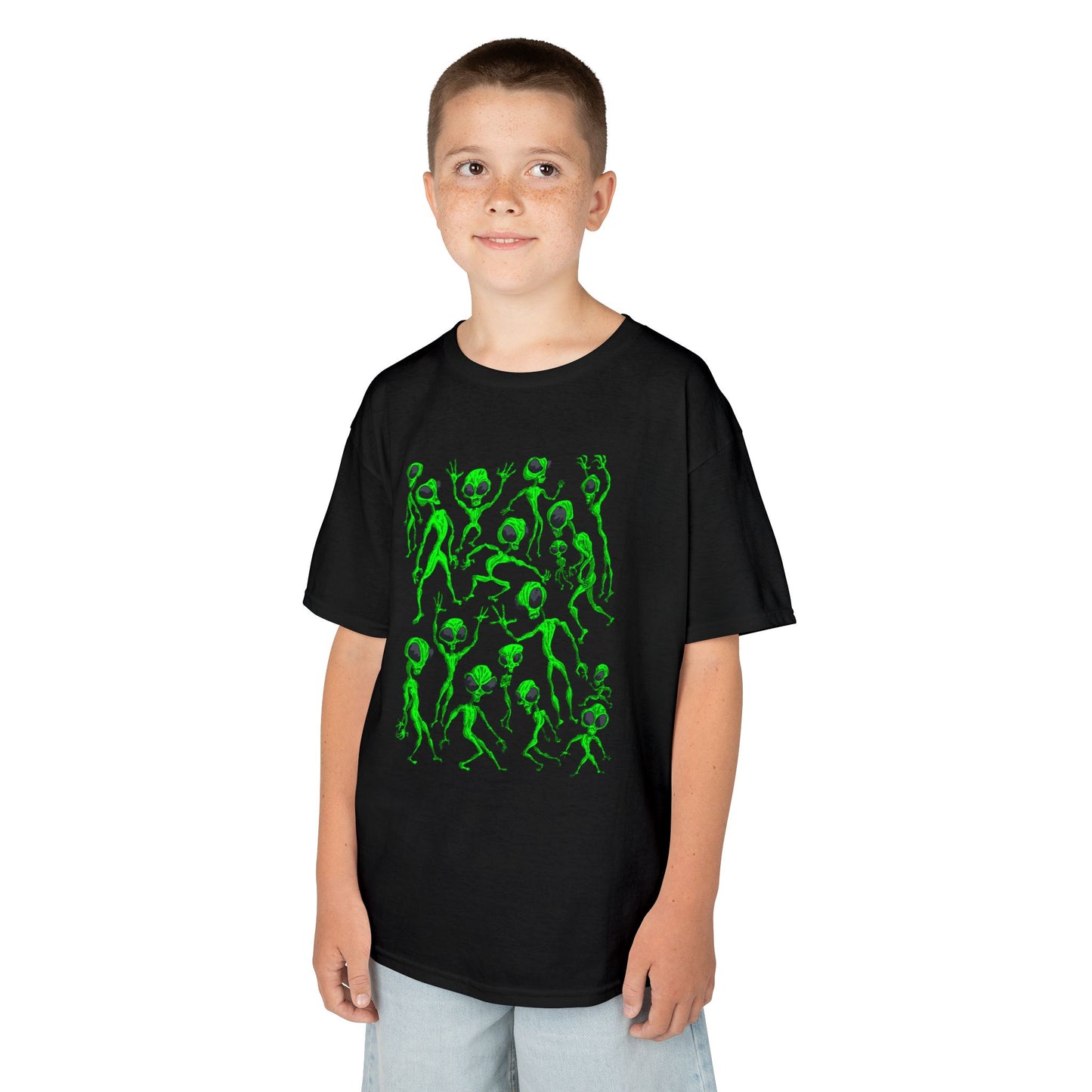 Kids Alien Dance Party T‑Shirt — Fun Green Alien Graphic Tee for Children
