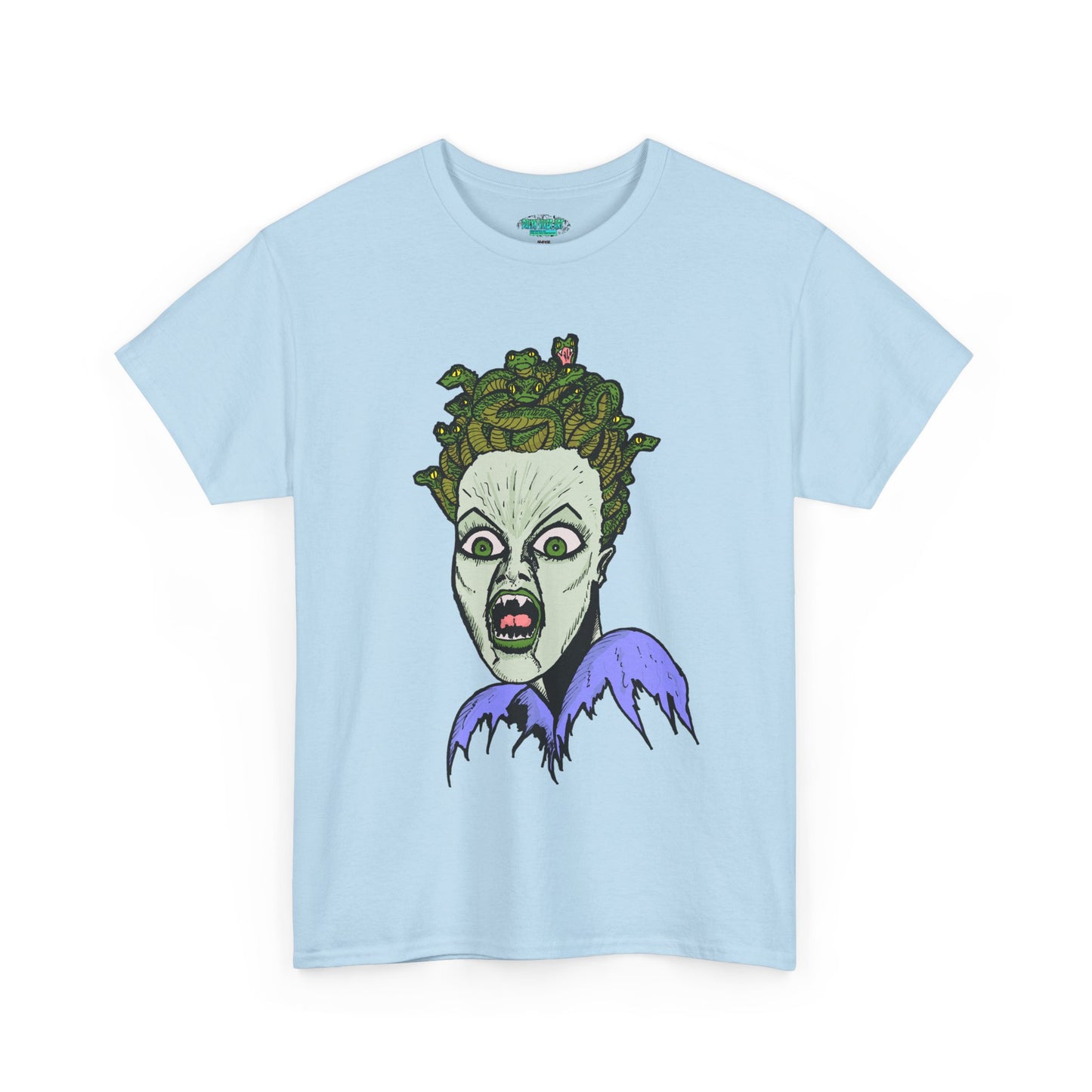 Spooky Medusa Unisex Heavy Cotton Tee - Perfect for Halloween, Horror Fans, Casual Wear, Party Outfits, Graphic Tees