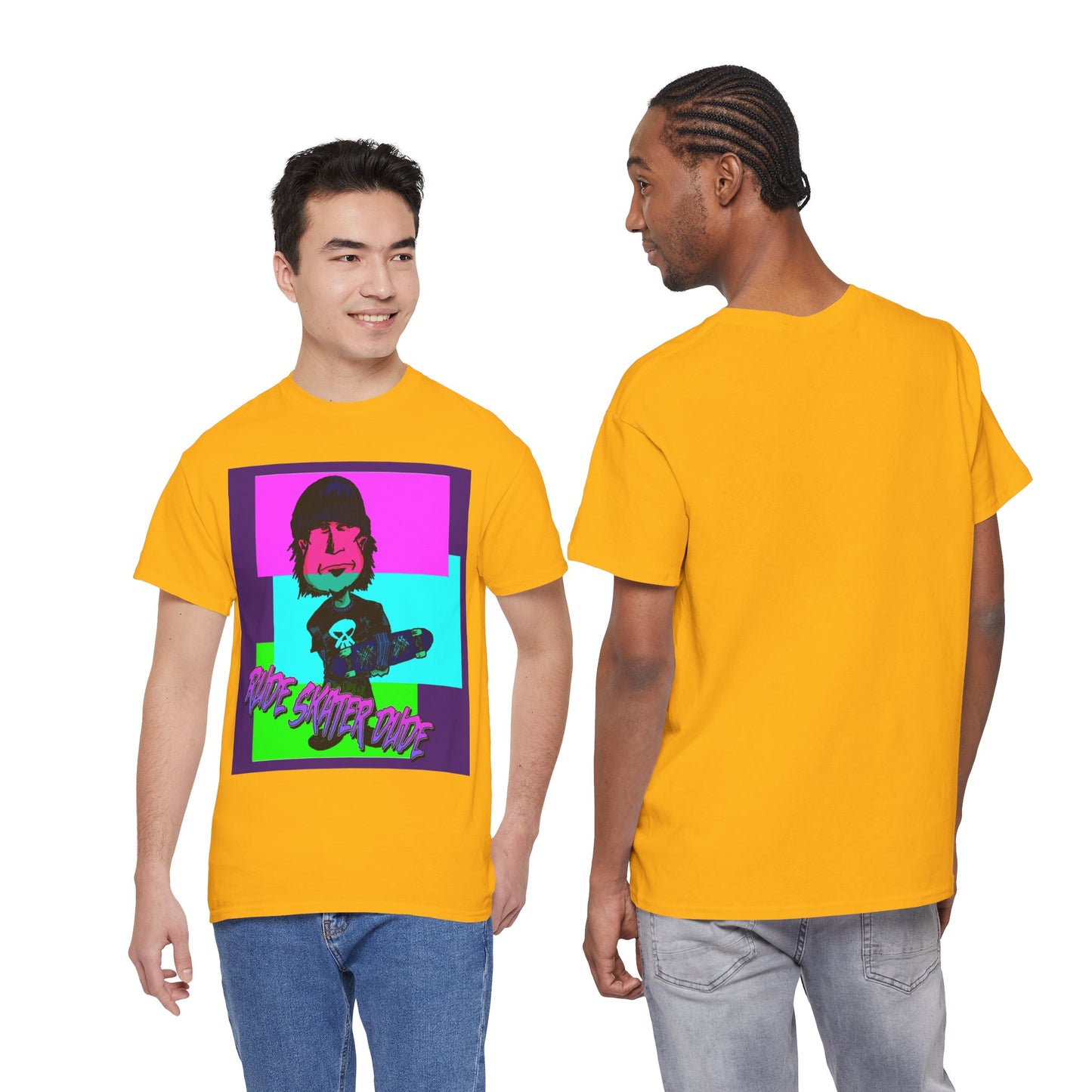 Retro Neon Skateboard Tee — "Rude Skater Dude" Graphic