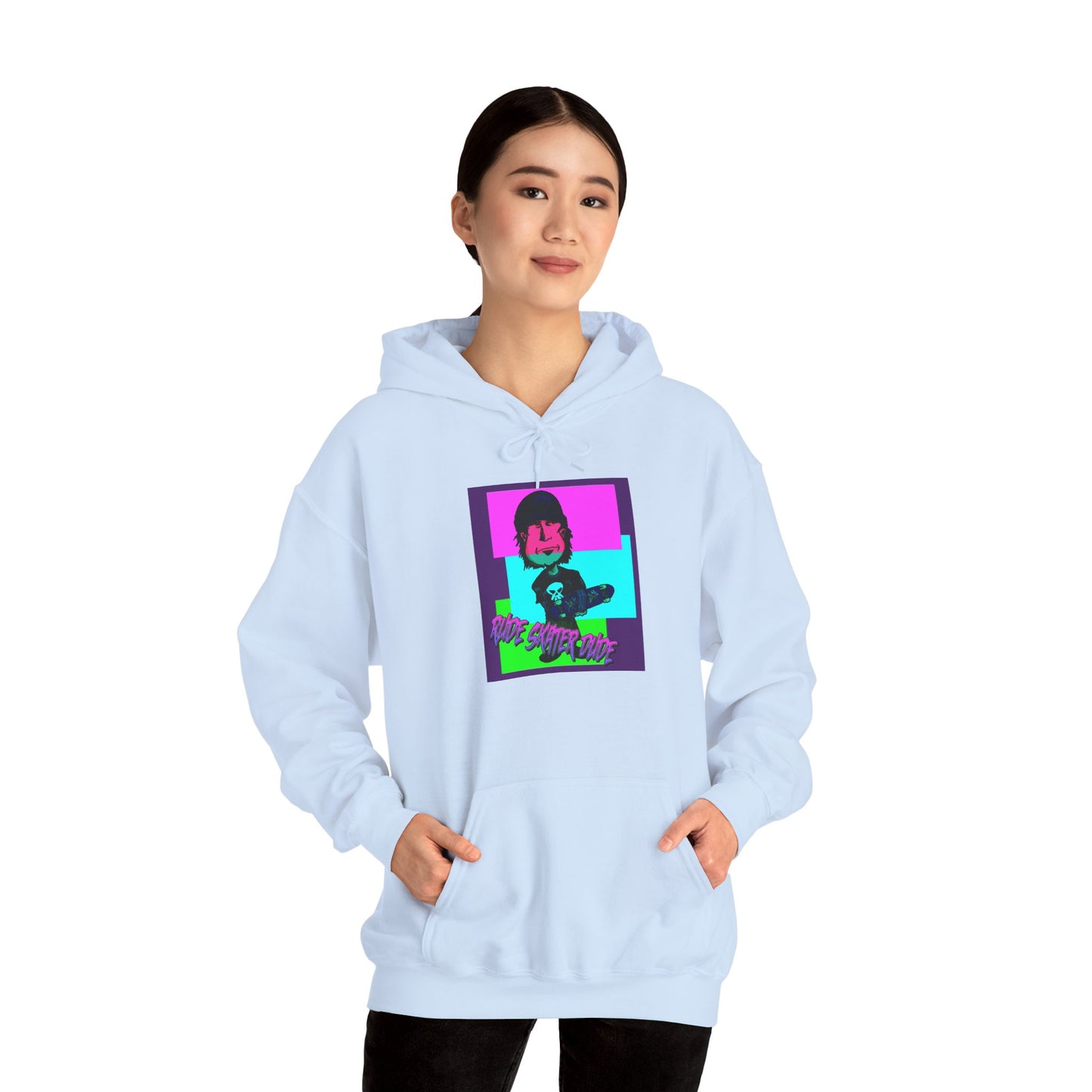 Retro Neon Rude Skater Dude Hoodie — Streetwear