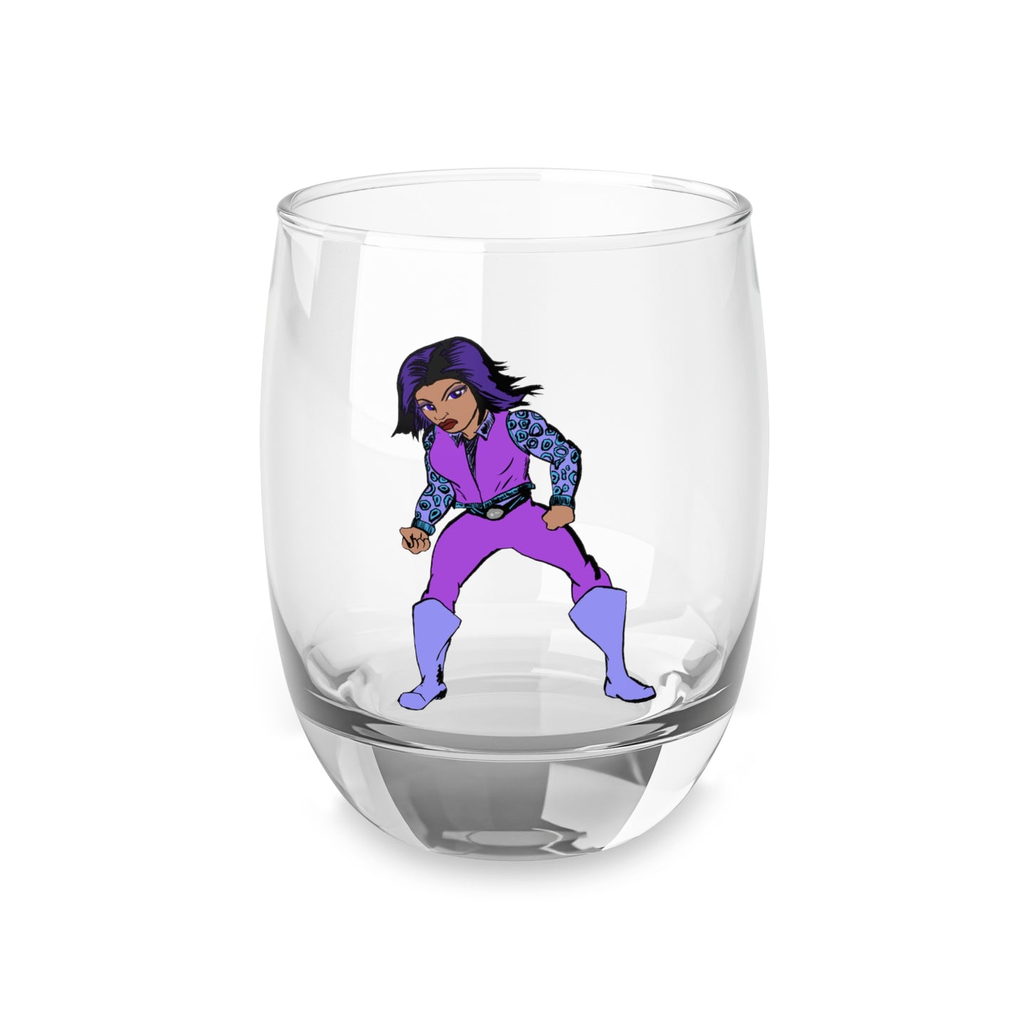 Stylish Hero Woman Whiskey Glass, Unique Barware, Gift for Him, Personalized Drinkware, Retro Design