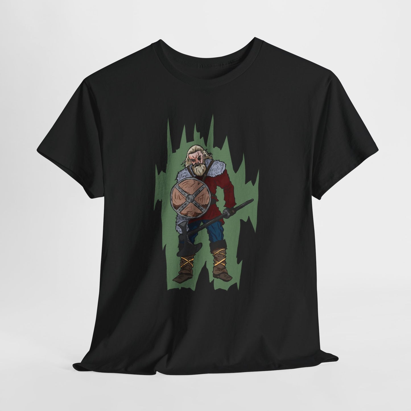 Epic Warrior Graphic Tee, Unisex Heavy Cotton Shirt, Casual Wear, Gamer Gift, Medieval Art Clothing, Battle Theme Fashion