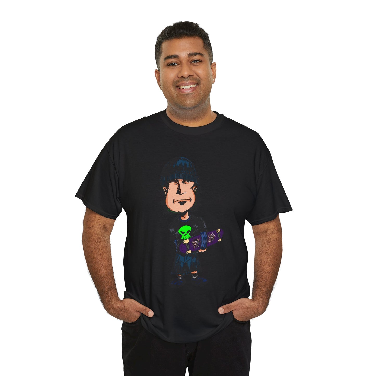 Rude Skater Dude - Skate Punk Cartoon Tee – Boy with Skateboard Graphic Shirt