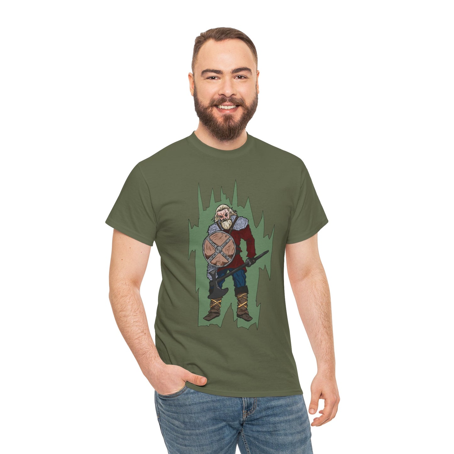 Epic Warrior Graphic Tee, Unisex Heavy Cotton Shirt, Casual Wear, Gamer Gift, Medieval Art Clothing, Battle Theme Fashion