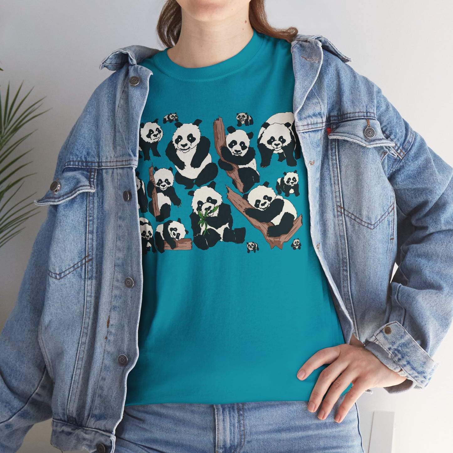 Cute Panda Design Unisex Heavy Cotton Tee | Animal Lover Gift, Casual Wear, Eco-Friendly Apparel, Nature Enthusiast Clothing