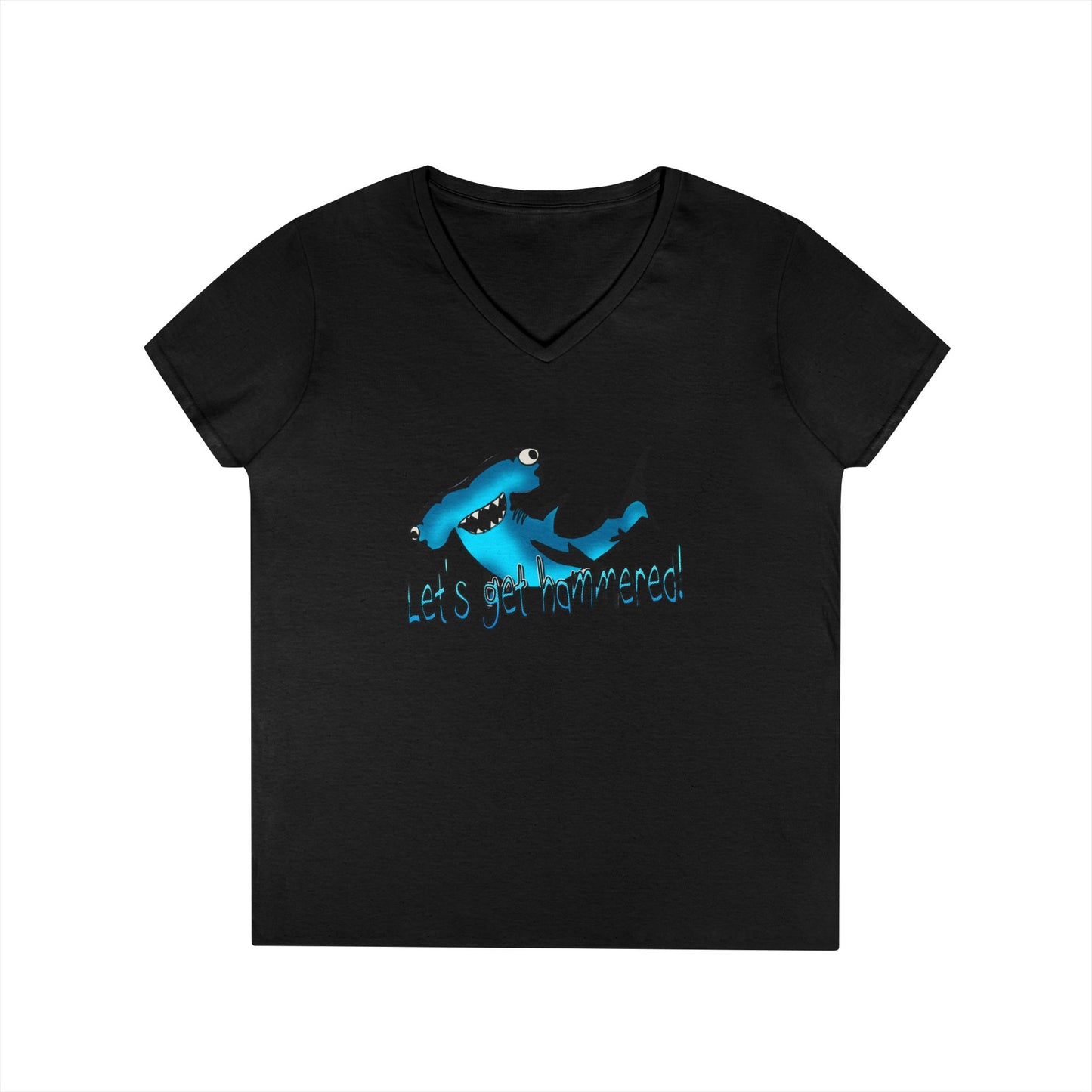 Funny Shark Ladies' V-Neck T-Shirt | Let's Get Hammered Design