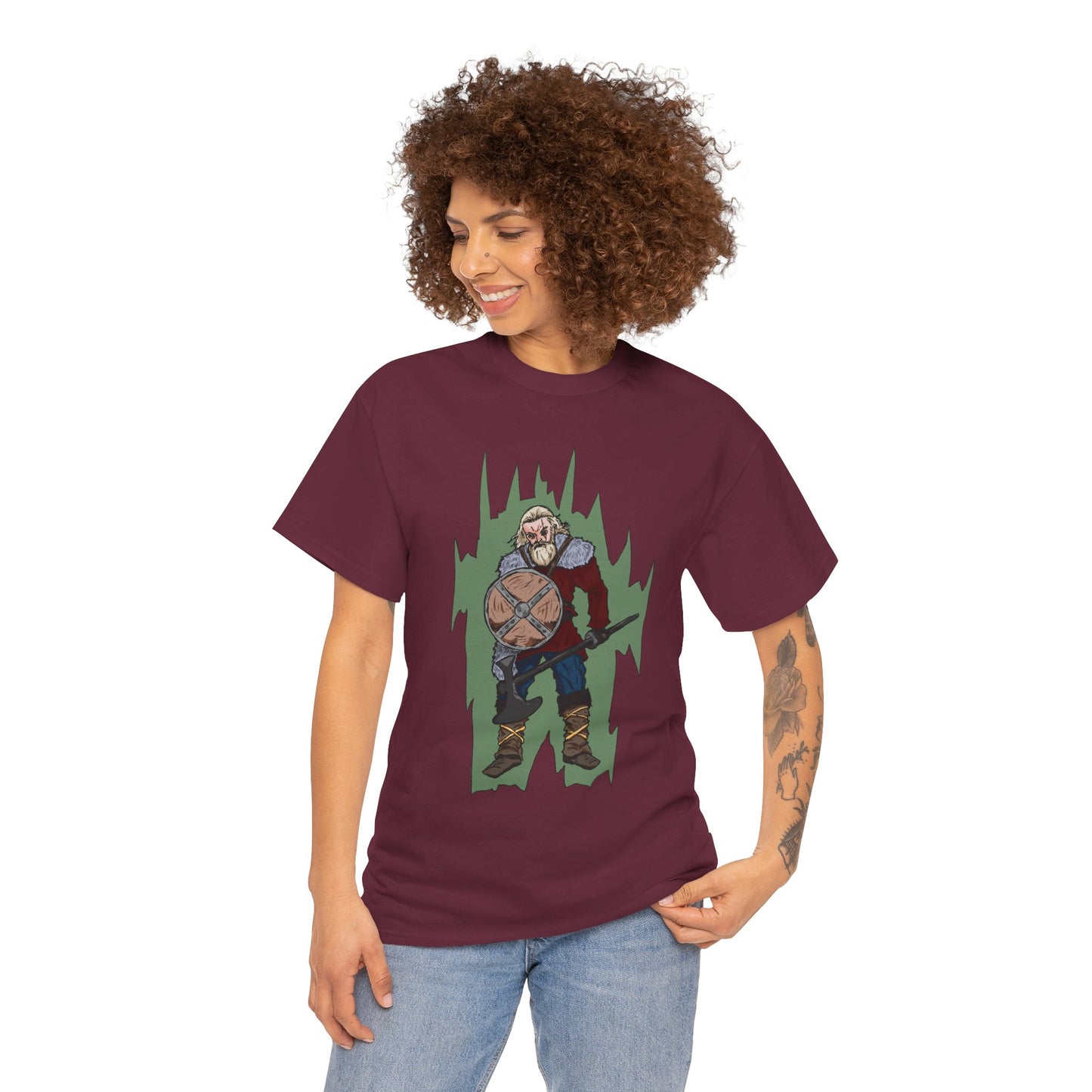 Epic Warrior Graphic Tee, Unisex Heavy Cotton Shirt, Casual Wear, Gamer Gift, Medieval Art Clothing, Battle Theme Fashion