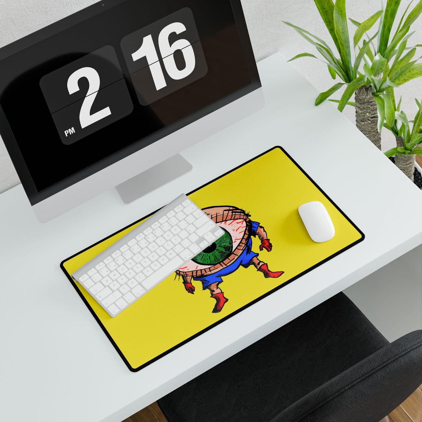 Terrif-EYE-ing Desk Mat — Bold Yellow Gaming/Work Mousepad and Card Playing Mat
