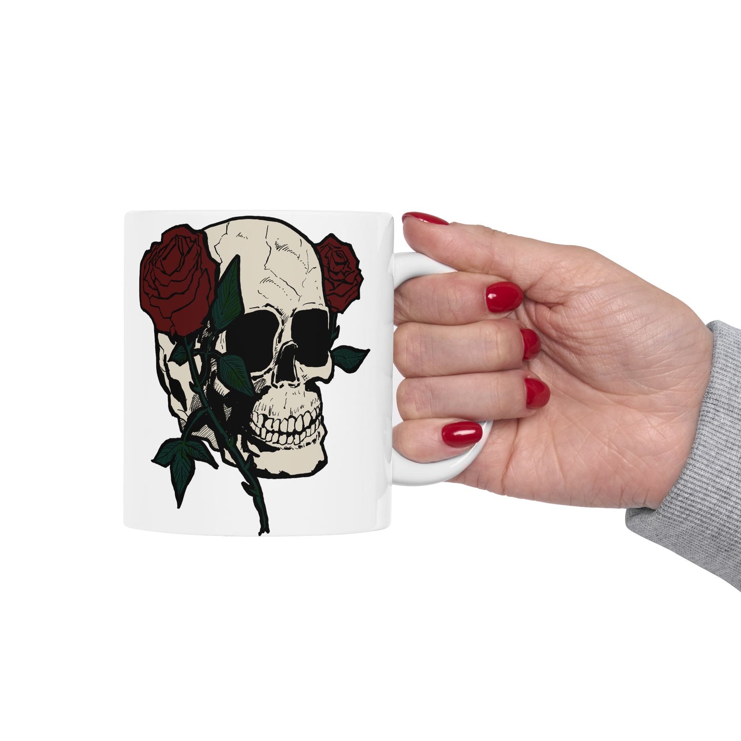 Cool Skull and Rose Ceramic Mug - Perfect for Coffee Lovers