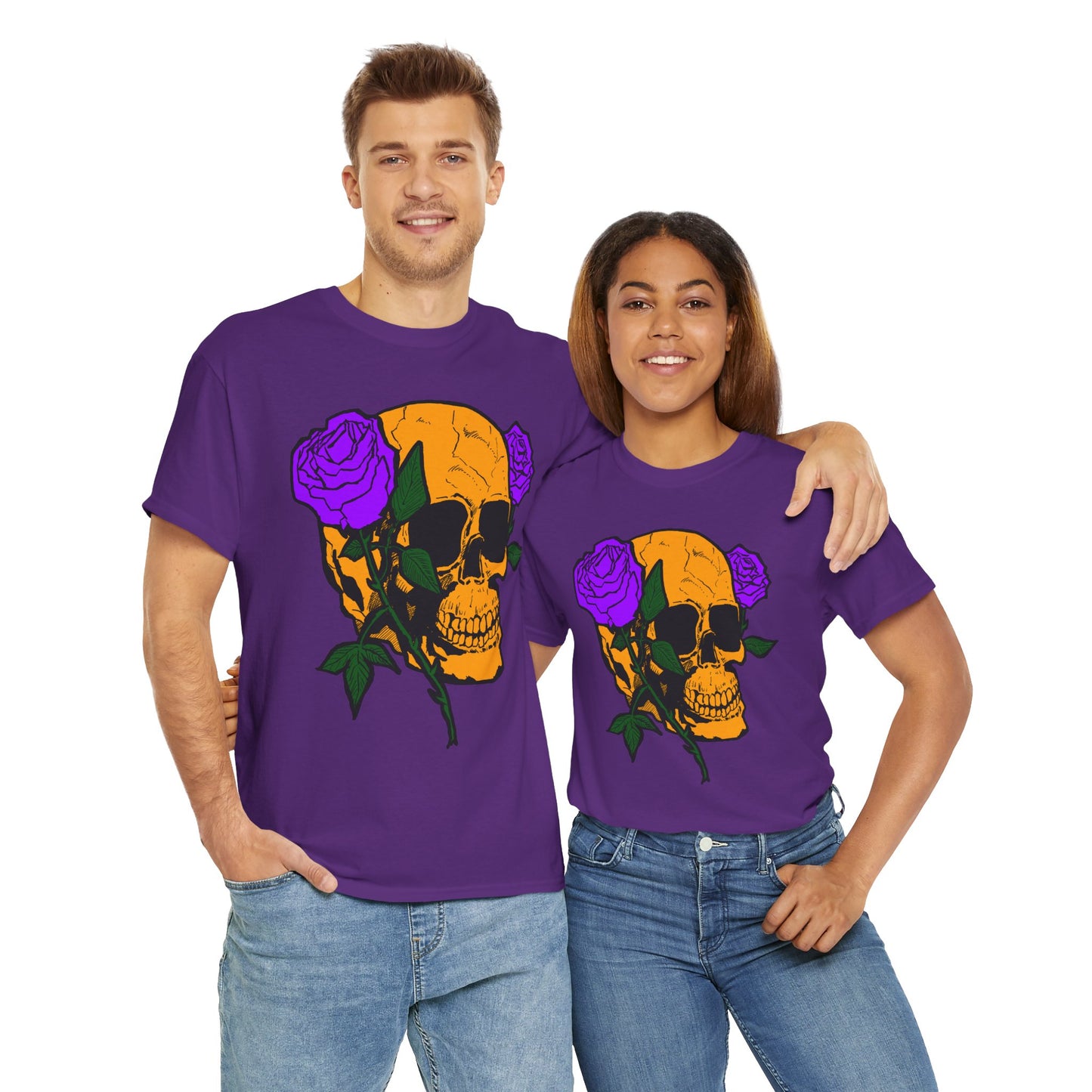Skull and Roses Unisex Tee, Gothic Aesthetic Shirt, Vintage Graphic T-Shirt, Streetwear Essentials, Edgy Casual Wear