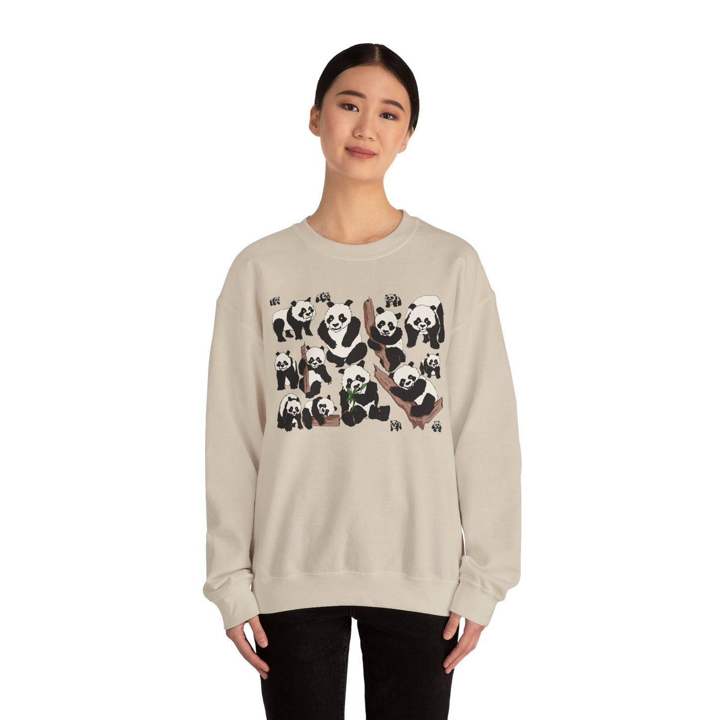 Cozy Panda Crewneck Sweatshirt - Soft Unisex Heavy Blend