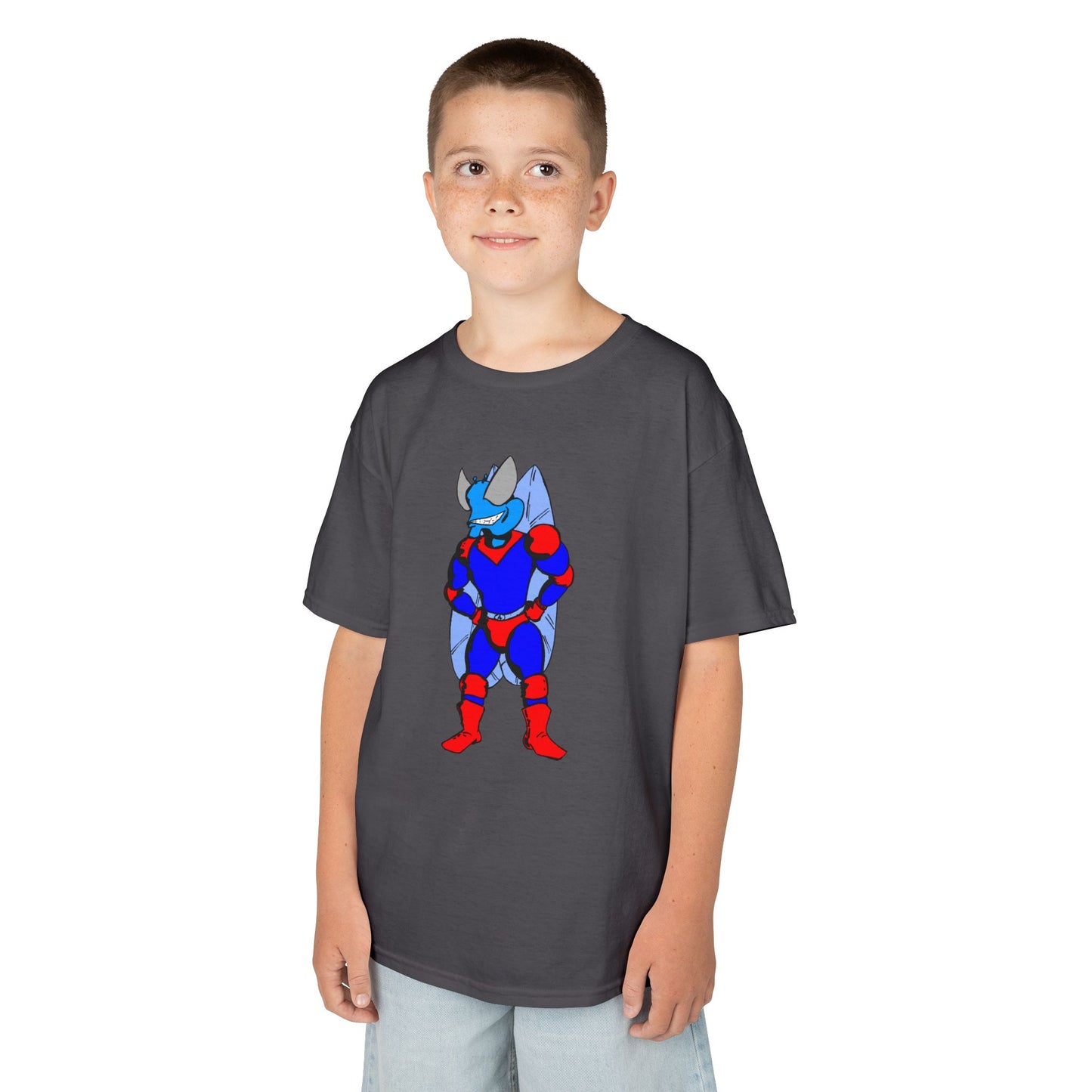 Astro-Fly Kids Superhero T-Shirt — Cute Red & Blue Winged Hero Tee for Boys & Girls