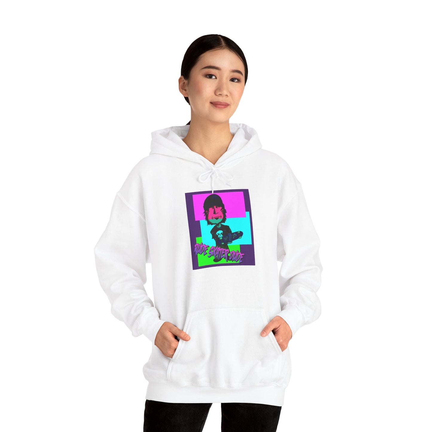 Retro Neon Rude Skater Dude Hoodie — Streetwear