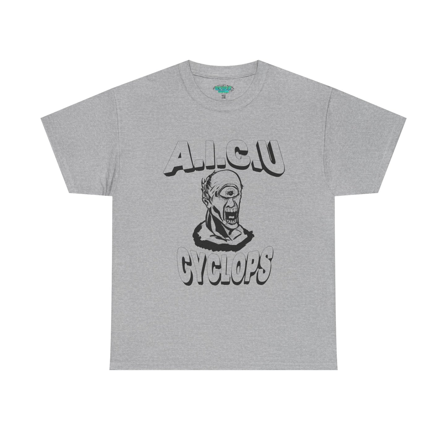 Graphic Unisex Tee - Fake AICU University Cyclops Mascot Mythology Shirt