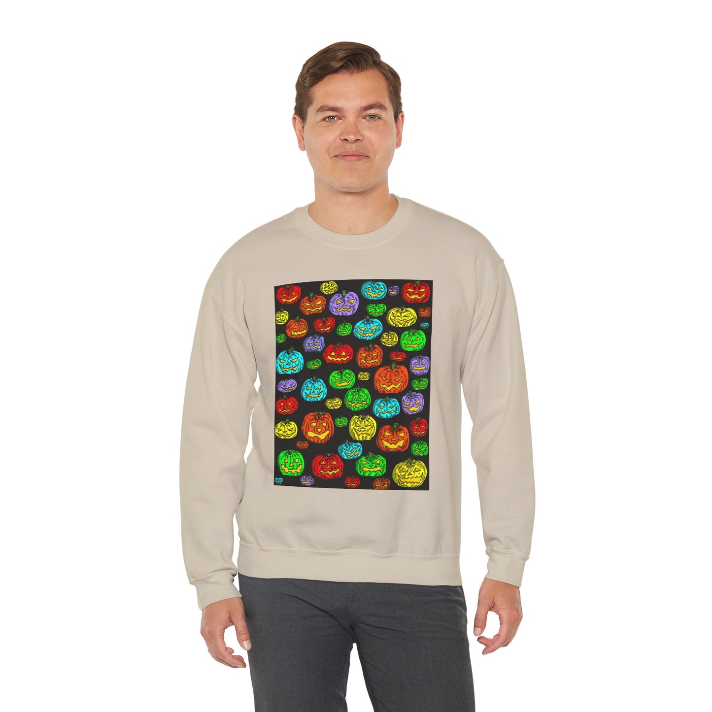 Halloween Colorful Pumpkin Graphic Crewneck Sweatshirt