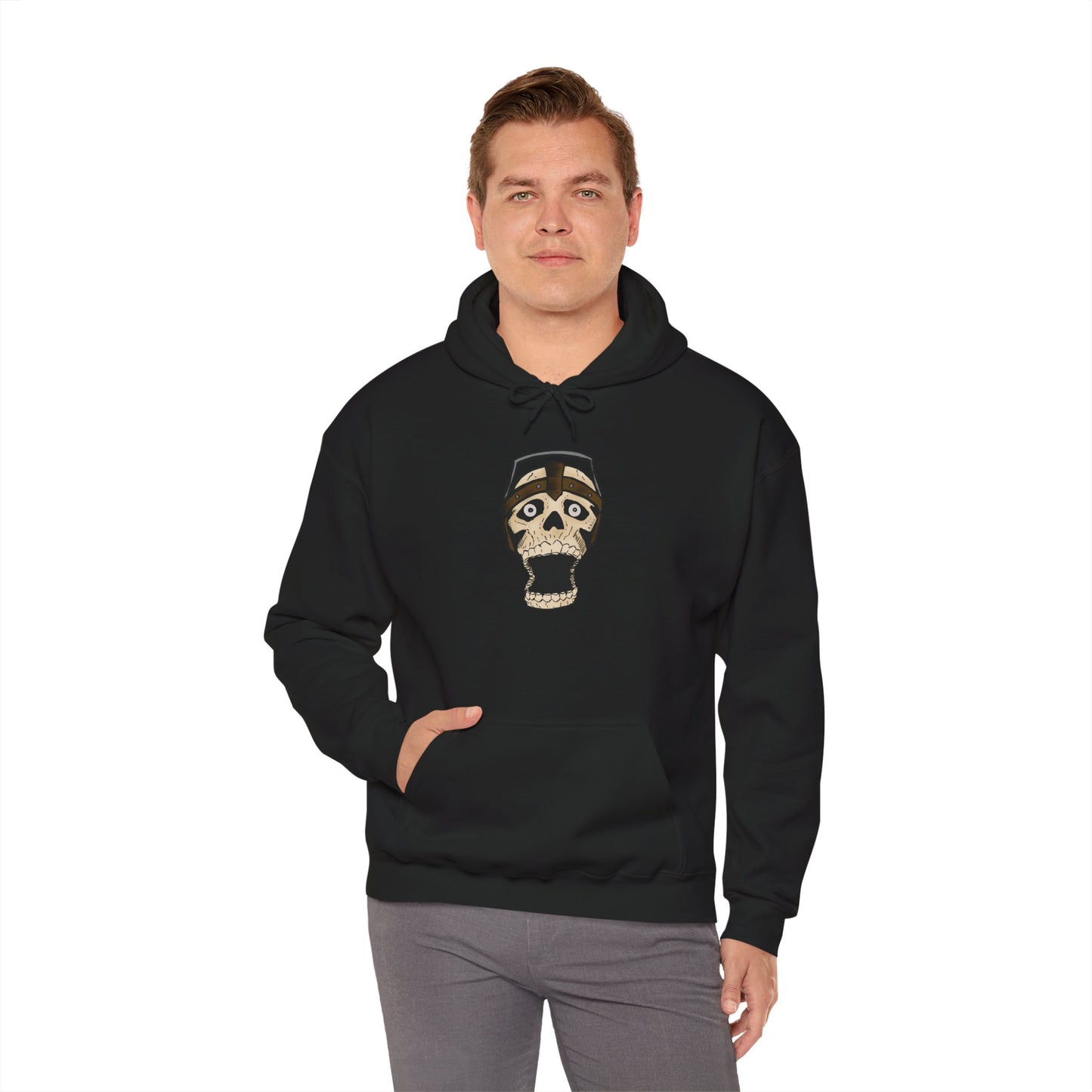 Screaming Skull Graphic Hoodie, Unisex Heavy Blend Sweatshirt, Cozy Casual Wear, Gift for Halloween, Unique October Fashion, Everyday Comfort