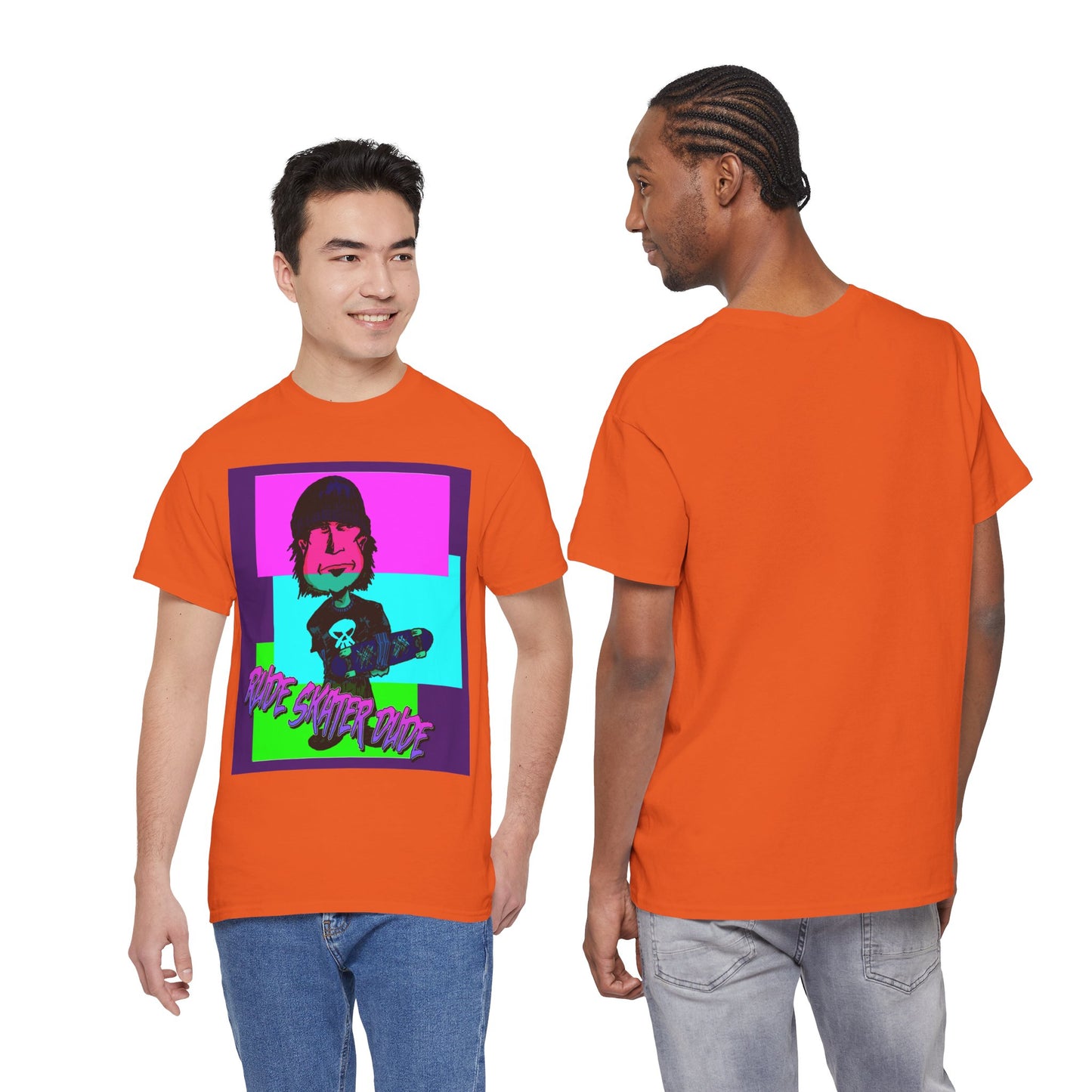 Retro Neon Skateboard Tee — "Rude Skater Dude" Graphic