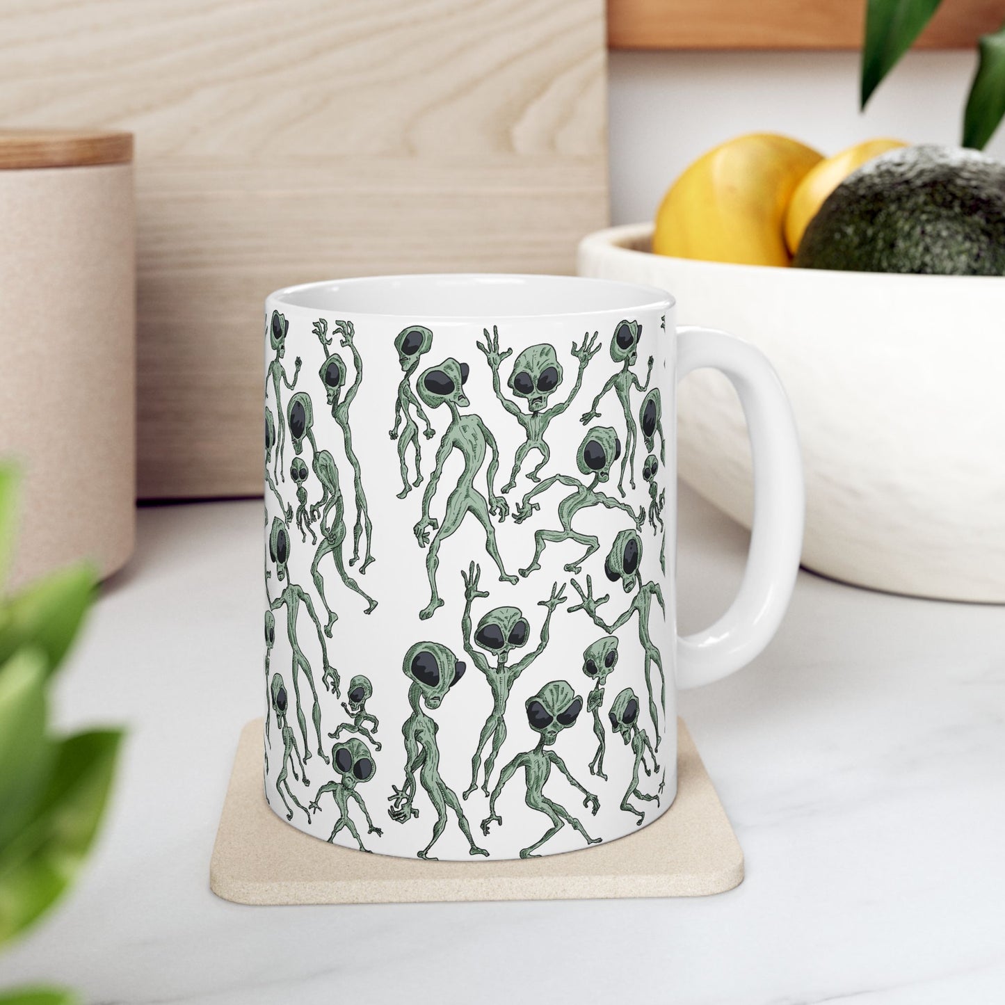 Alien Dance Party Ceramic Mug - Fun Gift for Sci-Fi Lovers, Unique Coffee Cup, Quirky Kitchen Decor, Perfect for Birthdays, Holidays