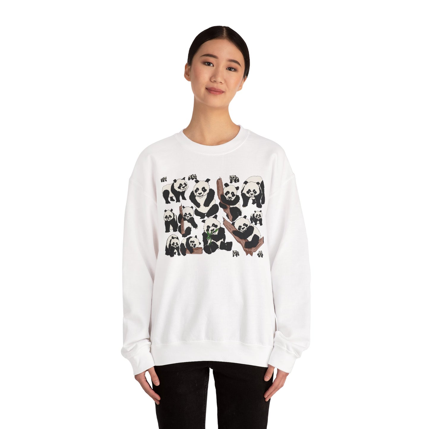 Cozy Panda Crewneck Sweatshirt - Soft Unisex Heavy Blend