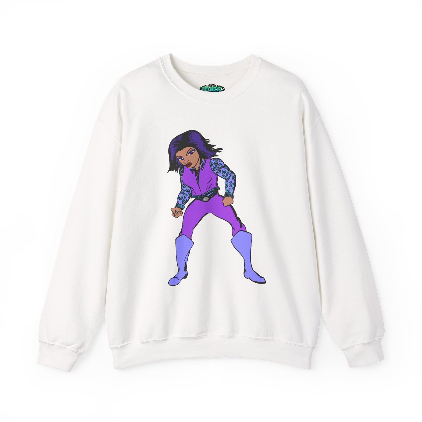Vintage Retro Hero Crewneck Sweatshirt with Bold Graphic Design