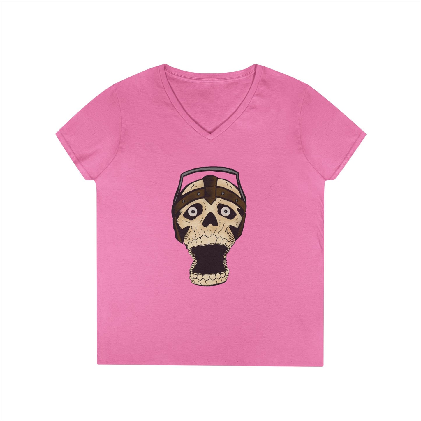 Skull Design Ladies' V-Neck T-Shirt - Trendy & Edgy Graphic Tee